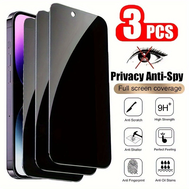 3pcs Full-Coverage Privacy Screen Protectors For iPhone 14/13/12/11 Pro/Xs Max/XR/X/14 Plus/12/13 Mini
