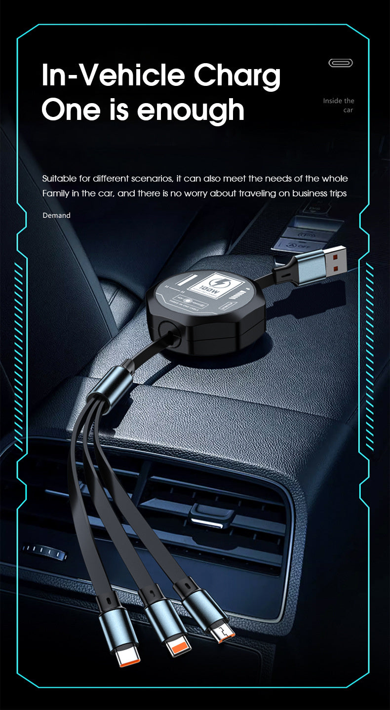 100w stretchable Fast Charging type-c Cable, multi-Functional USB Data Cord for Andriod and Tablets