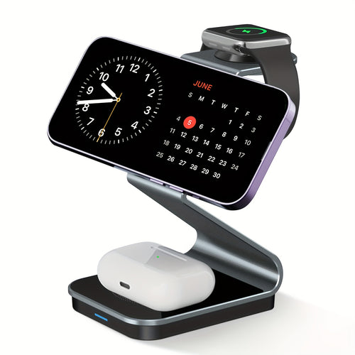 3in 1 Magnetic Wireless Charger, Fast Charging Station for your smartphones, smartwatches, and earbuds