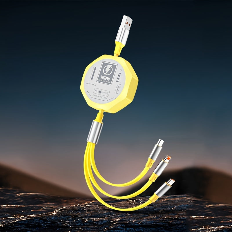 100w stretchable Fast Charging type-c Cable, multi-Functional USB Data Cord for Andriod and Tablets