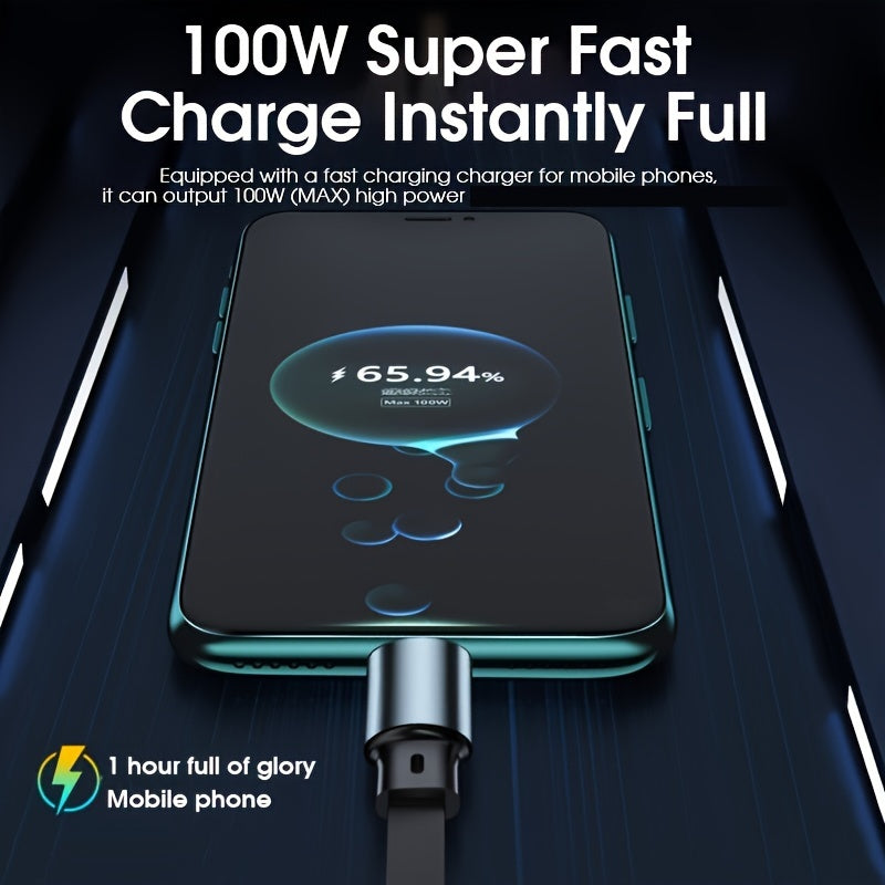 100w stretchable Fast Charging type-c Cable, multi-Functional USB Data Cord for Andriod and Tablets
