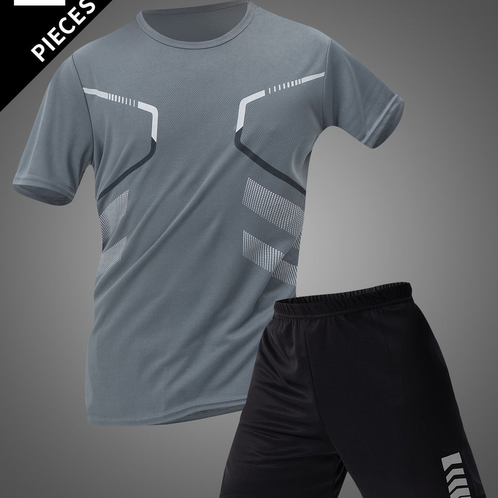 Men's summer casual short sleeve set - sporty Round Neck T-shirt & shorts