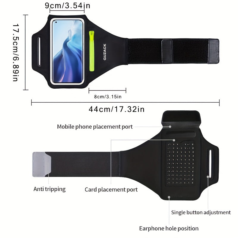 7.0-inch Large Zipper Mobile phone Arm Band with Touchscreen Pocket & Adjustable Strap