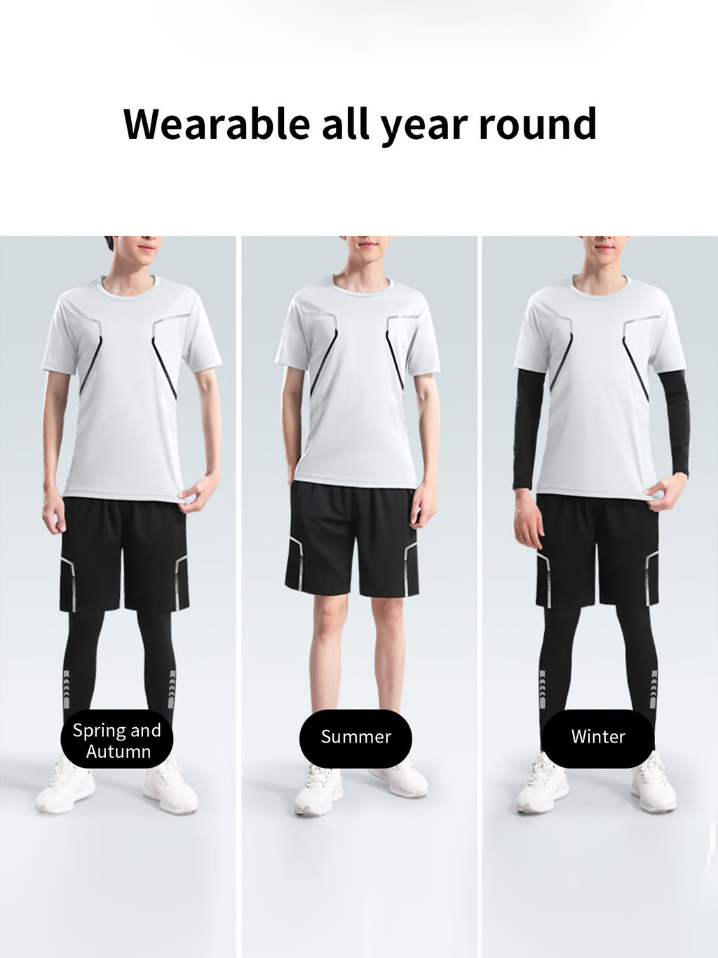 Men's Quick-Dry sportswear set - Short and Long sleeve Top & Shorts for Running &Gym