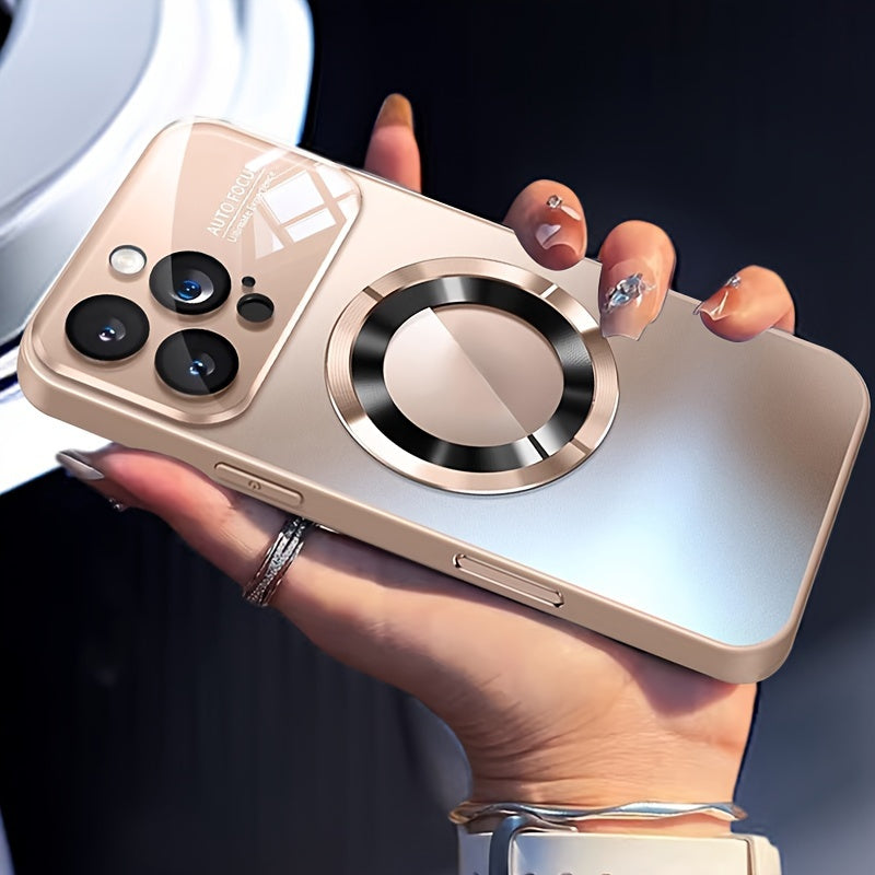 New Titanium Metal Luxurious Matte Phone Case Suitable for iPhone 16 15 14 13 12 11 Pro Max Plus with Magnetic Wireless Charging Function and Shockproof Glass Camera Lens Protection Case