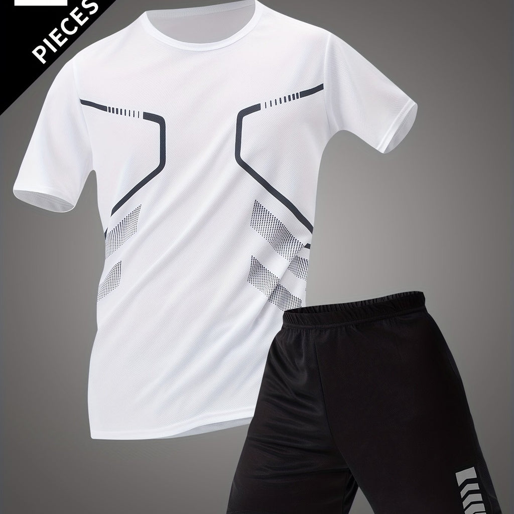 Men's summer casual short sleeve set - sporty Round Neck T-shirt & shorts