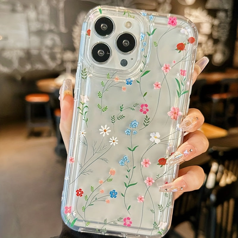 Transparent Floral phone case for iphone 7-14
soft TPU clear protective cover