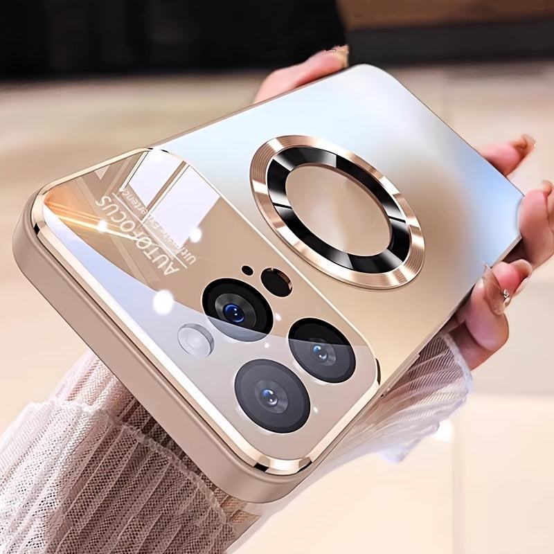 New Titanium Metal Luxurious Matte Phone Case Suitable for iPhone 16 15 14 13 12 11 Pro Max Plus with Magnetic Wireless Charging Function and Shockproof Glass Camera Lens Protection Case