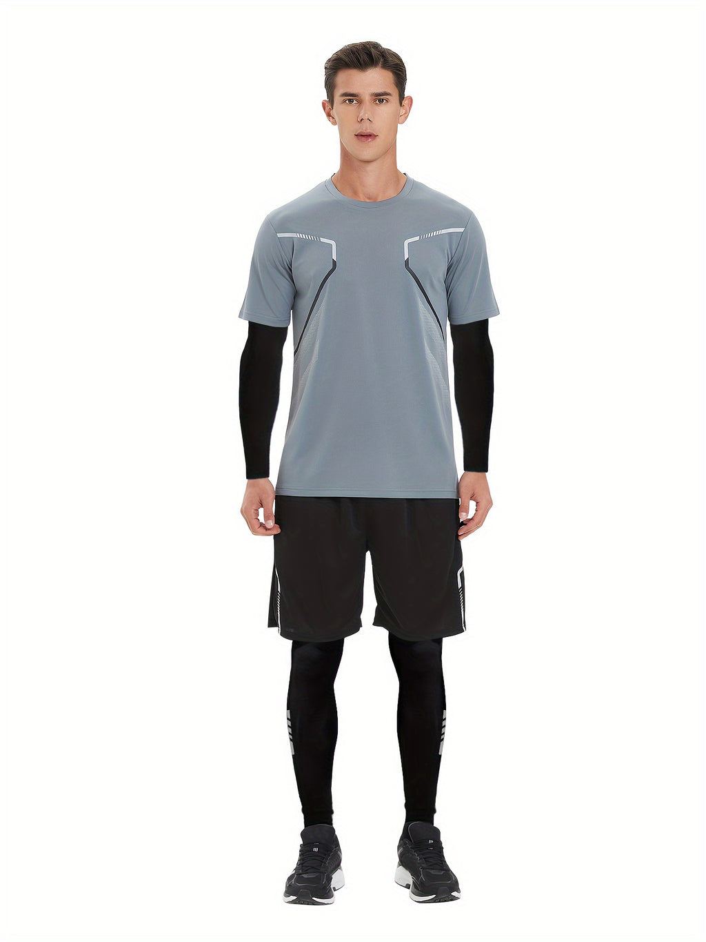 Men's Quick-Dry sportswear set - Short and Long sleeve Top & Shorts for Running &Gym