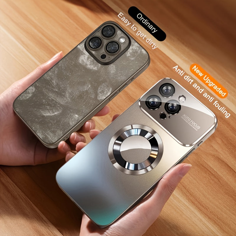 New Titanium Metal Luxurious Matte Phone Case Suitable for iPhone 16 15 14 13 12 11 Pro Max Plus with Magnetic Wireless Charging Function and Shockproof Glass Camera Lens Protection Case