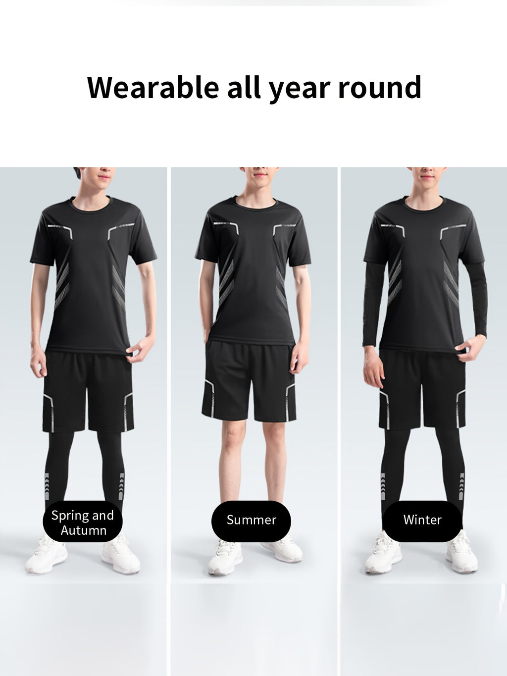 Men's Quick-Dry sportswear set - Short and Long sleeve Top & Shorts for Running &Gym