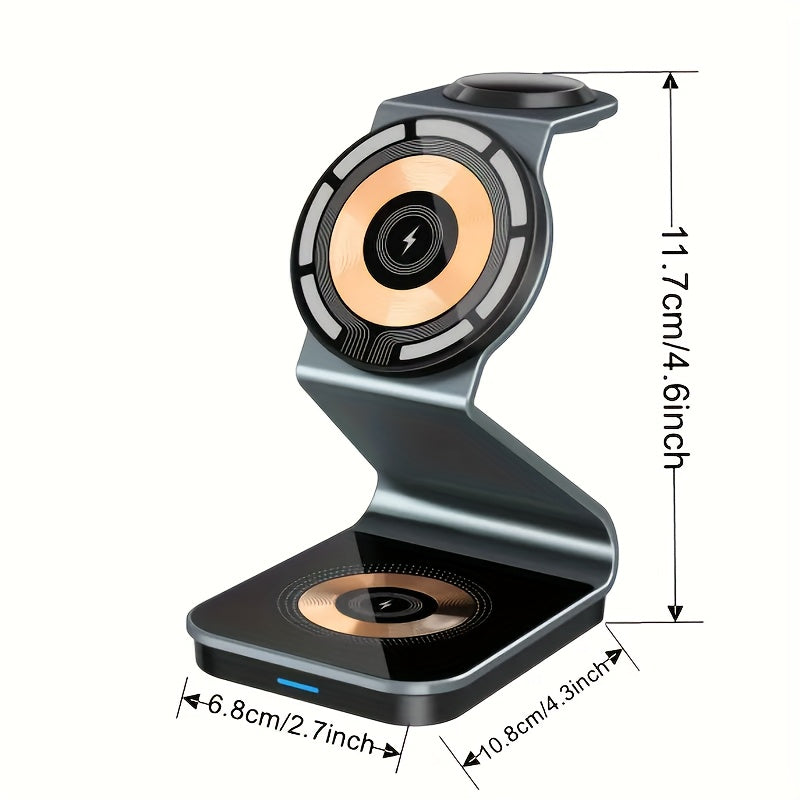 3in 1 Magnetic Wireless Charger, Fast Charging Station for your smartphones, smartwatches, and earbuds