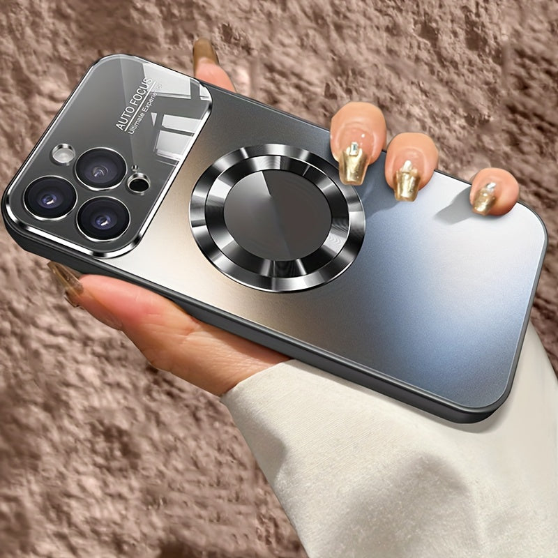 New Titanium Metal Luxurious Matte Phone Case Suitable for iPhone 16 15 14 13 12 11 Pro Max Plus with Magnetic Wireless Charging Function and Shockproof Glass Camera Lens Protection Case