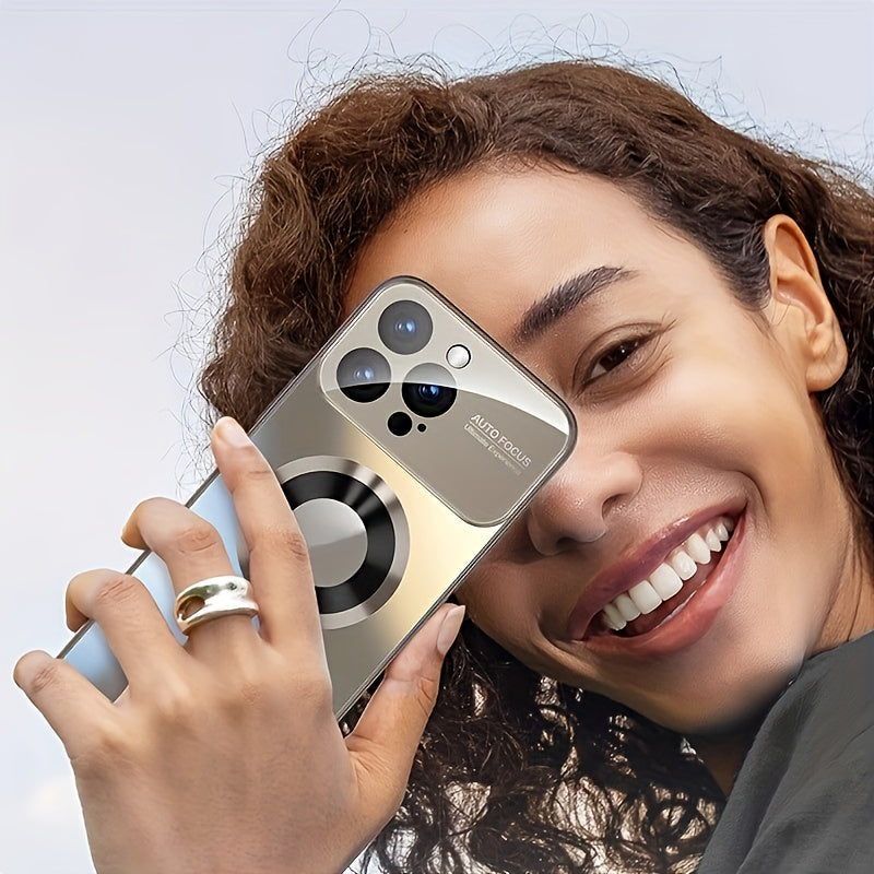 New Titanium Metal Luxurious Matte Phone Case Suitable for iPhone 16 15 14 13 12 11 Pro Max Plus with Magnetic Wireless Charging Function and Shockproof Glass Camera Lens Protection Case