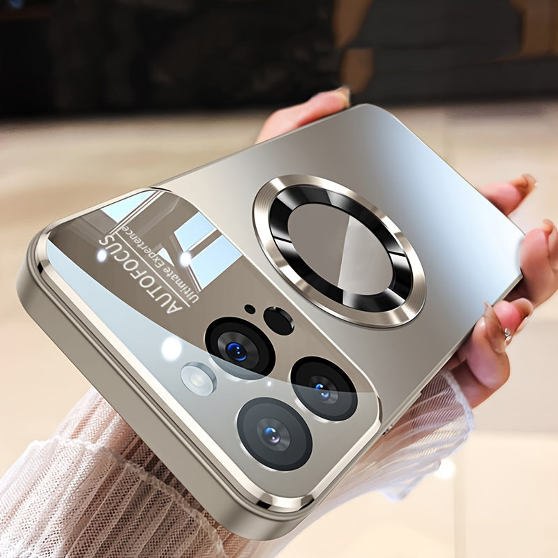 New Titanium Metal Luxurious Matte Phone Case Suitable for iPhone 16 15 14 13 12 11 Pro Max Plus with Magnetic Wireless Charging Function and Shockproof Glass Camera Lens Protection Case