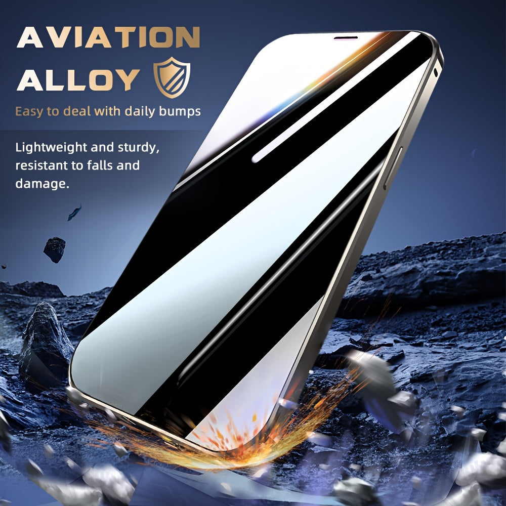 Magnetic Double-Sided Glass Privacy Phone Case for Iphone 12, 13, 14, 15, And 16 Pro Max Plus, Featuring a Security Lock And Compatibility with Magsafe, Along with a Stand And Camera Lens Protection.