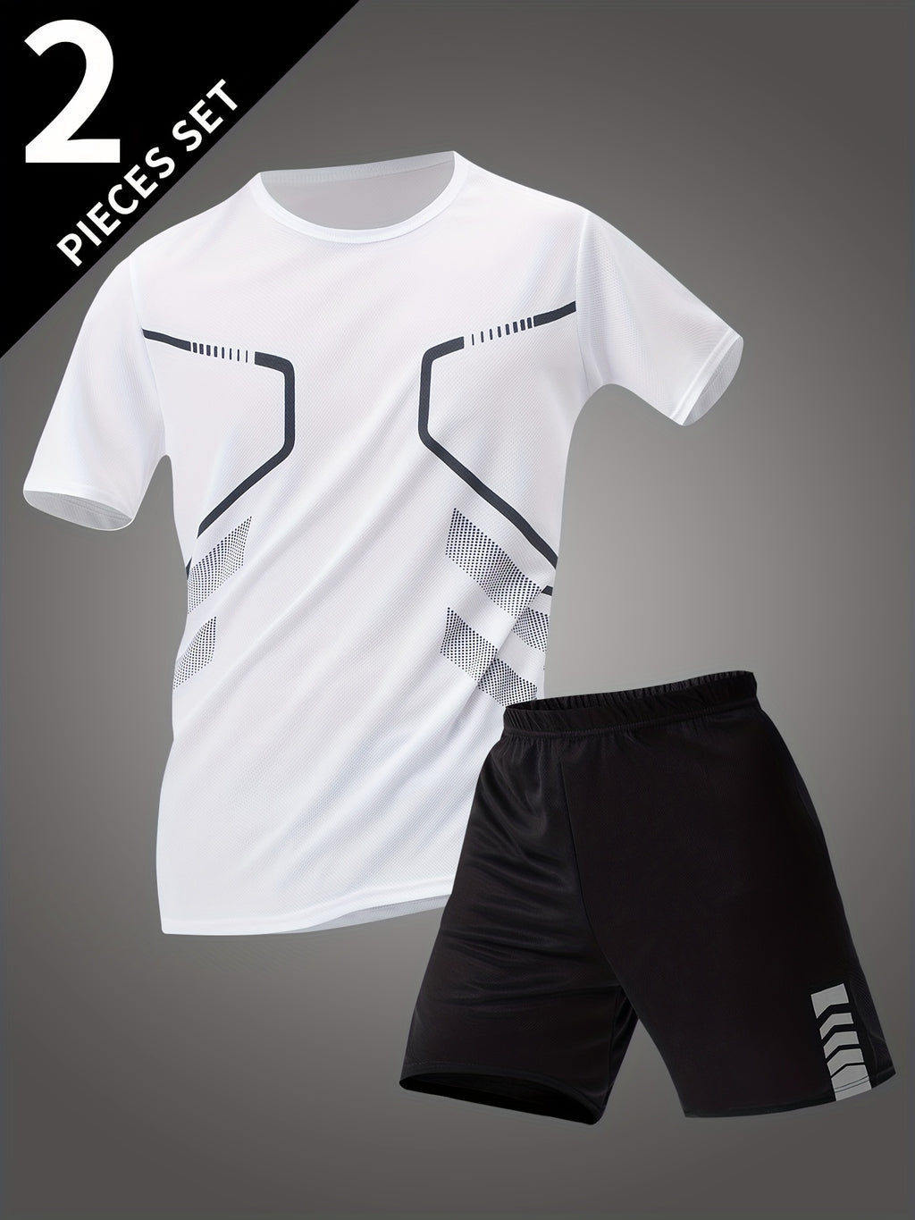 Men's summer casual short sleeve set - sporty Round Neck T-shirt & shorts