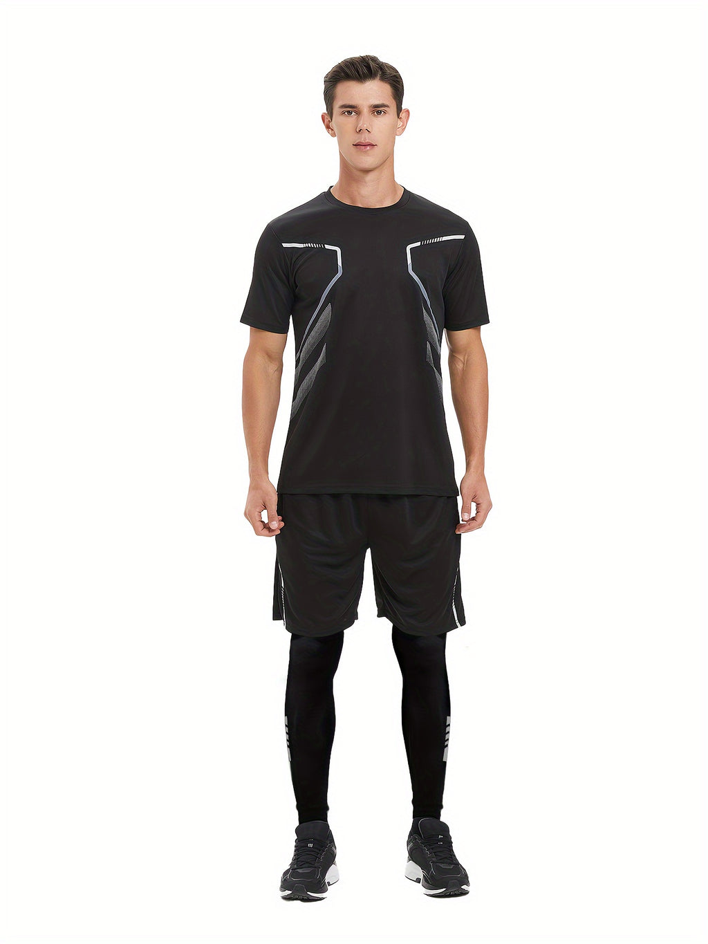 Men's Quick-Dry sportswear set - Short and Long sleeve Top & Shorts for Running &Gym