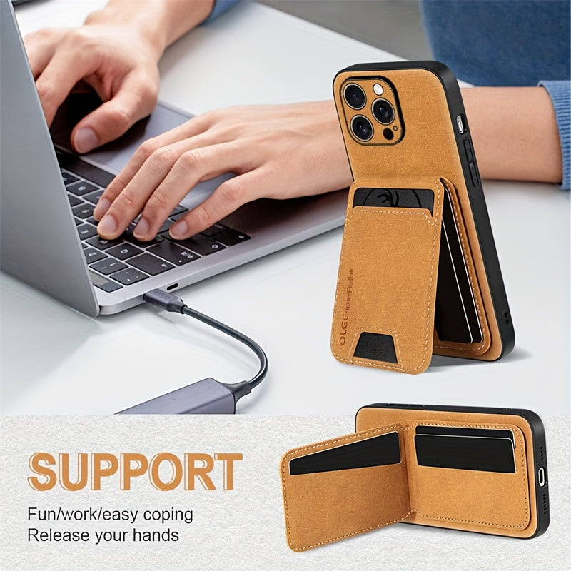 Premium synthetic Faux Leather Wallet Case with Card Holder and stand for iphone 11-16 pro max