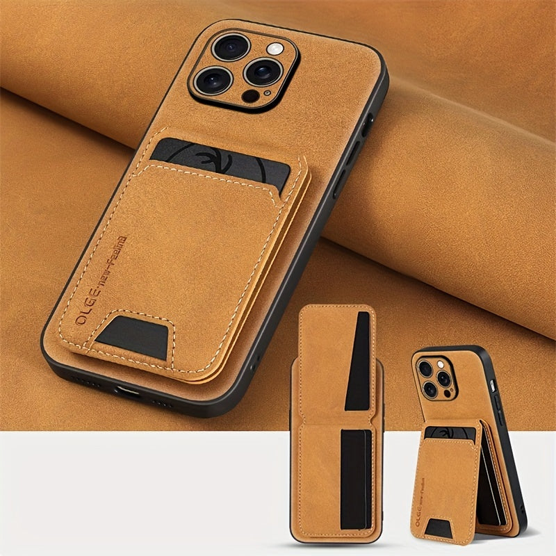 Premium synthetic Faux Leather Wallet Case with Card Holder and stand for iphone 11-16 pro max