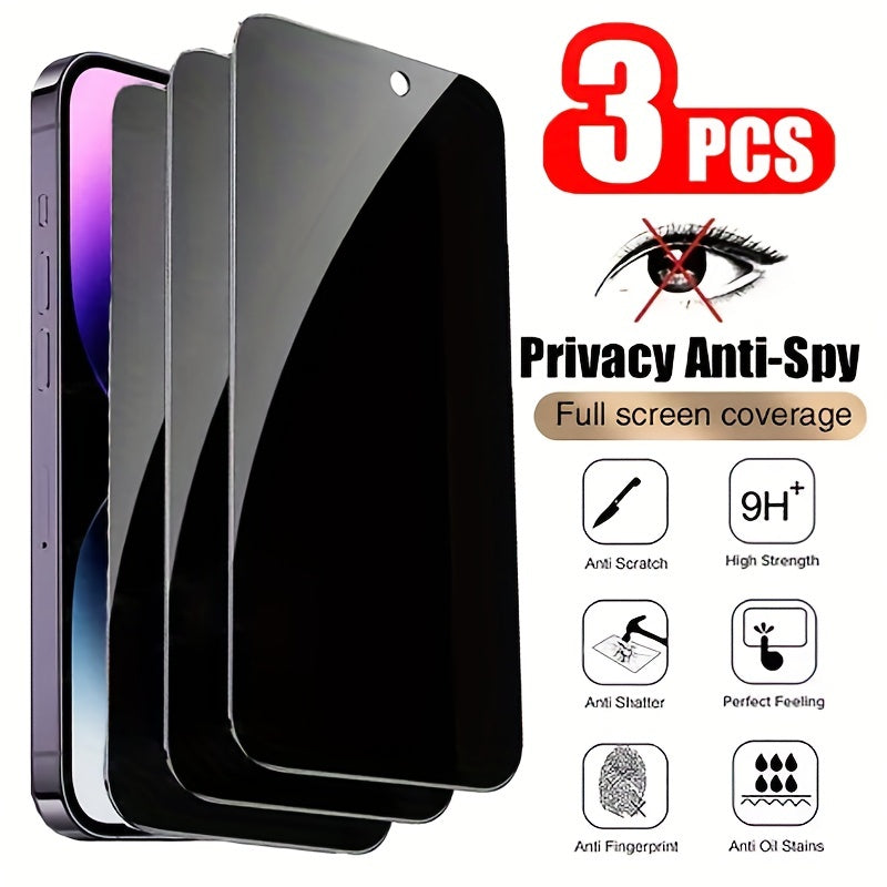 3pcs Full-Coverage Privacy Screen Protectors For iPhone 14/13/12/11 Pro/Xs Max/XR/X/14 Plus/12/13 Mini