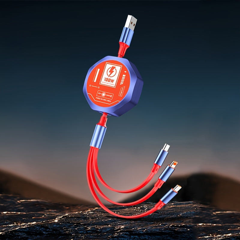100w stretchable Fast Charging type-c Cable, multi-Functional USB Data Cord for Andriod and Tablets
