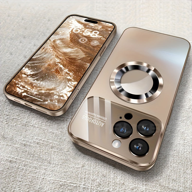 New Titanium Metal Luxurious Matte Phone Case Suitable for iPhone 16 15 14 13 12 11 Pro Max Plus with Magnetic Wireless Charging Function and Shockproof Glass Camera Lens Protection Case