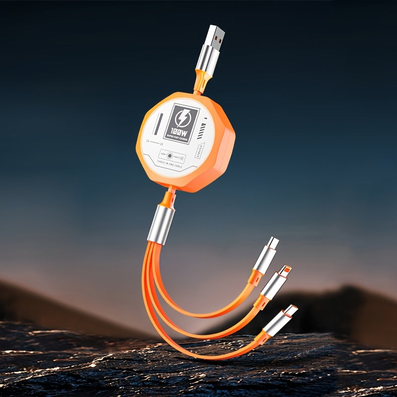 100w stretchable Fast Charging type-c Cable, multi-Functional USB Data Cord for Andriod and Tablets