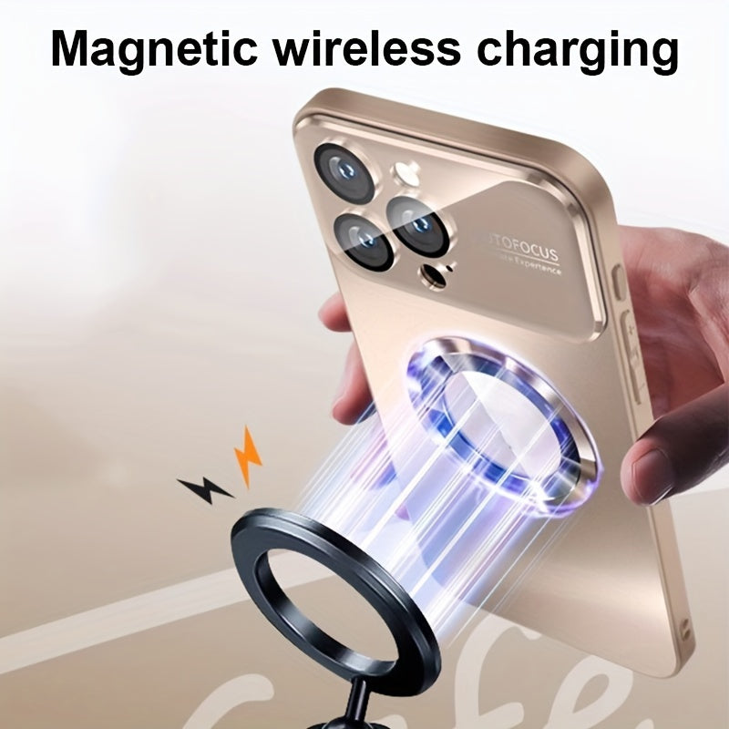 New Titanium Metal Luxurious Matte Phone Case Suitable for iPhone 16 15 14 13 12 11 Pro Max Plus with Magnetic Wireless Charging Function and Shockproof Glass Camera Lens Protection Case