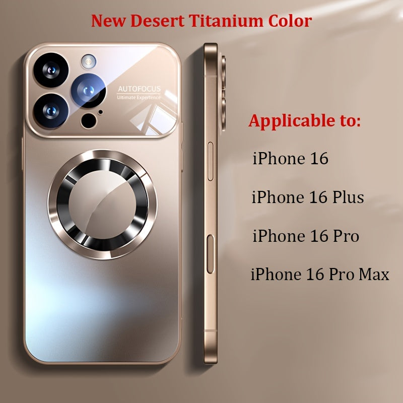 New Titanium Metal Luxurious Matte Phone Case Suitable for iPhone 16 15 14 13 12 11 Pro Max Plus with Magnetic Wireless Charging Function and Shockproof Glass Camera Lens Protection Case