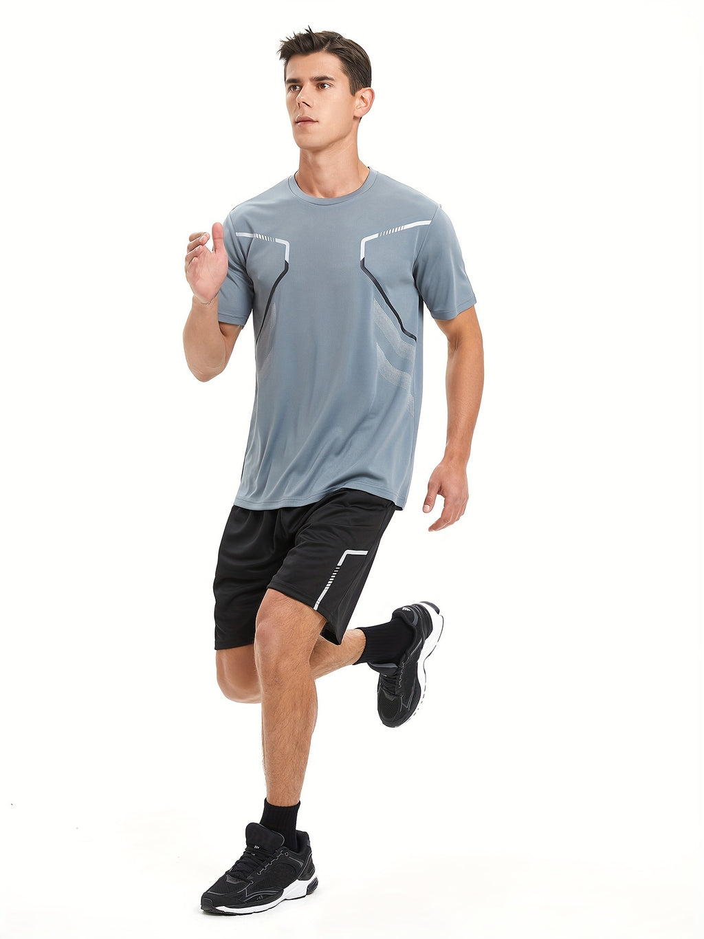 Men's Quick-Dry sportswear set - Short and Long sleeve Top & Shorts for Running &Gym
