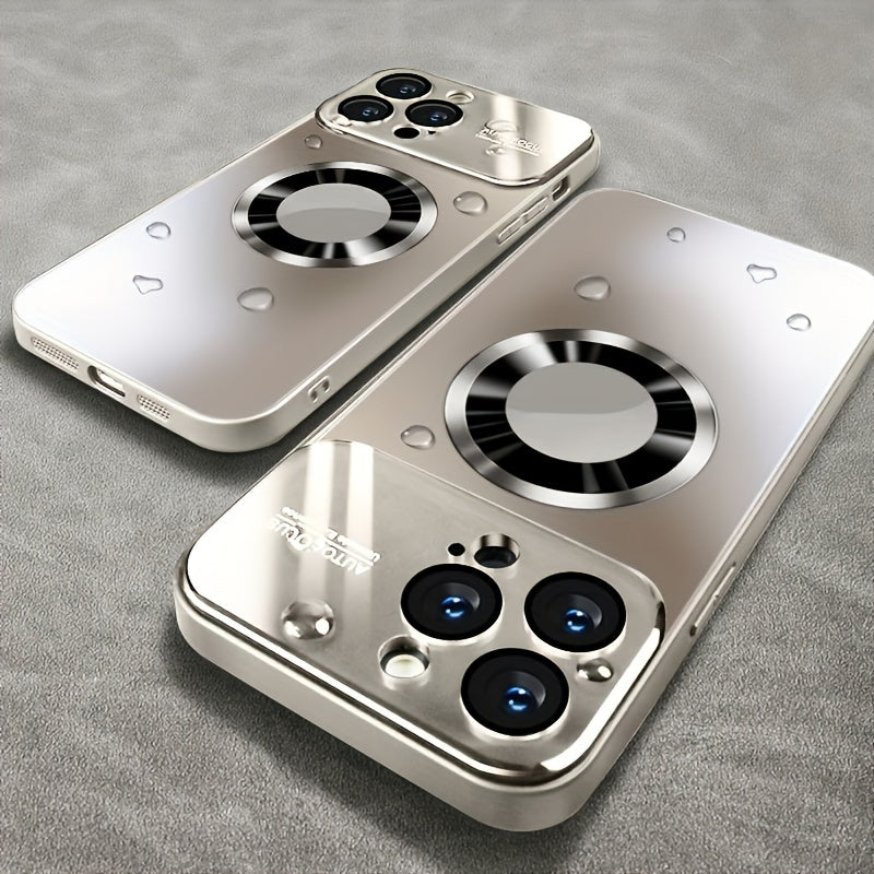 New Titanium Metal Luxurious Matte Phone Case Suitable for iPhone 16 15 14 13 12 11 Pro Max Plus with Magnetic Wireless Charging Function and Shockproof Glass Camera Lens Protection Case