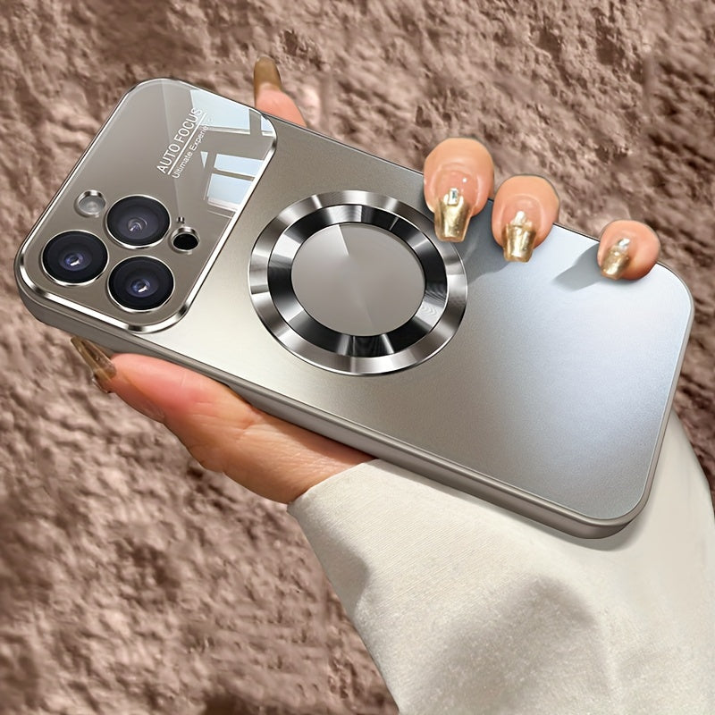 New Titanium Metal Luxurious Matte Phone Case Suitable for iPhone 16 15 14 13 12 11 Pro Max Plus with Magnetic Wireless Charging Function and Shockproof Glass Camera Lens Protection Case