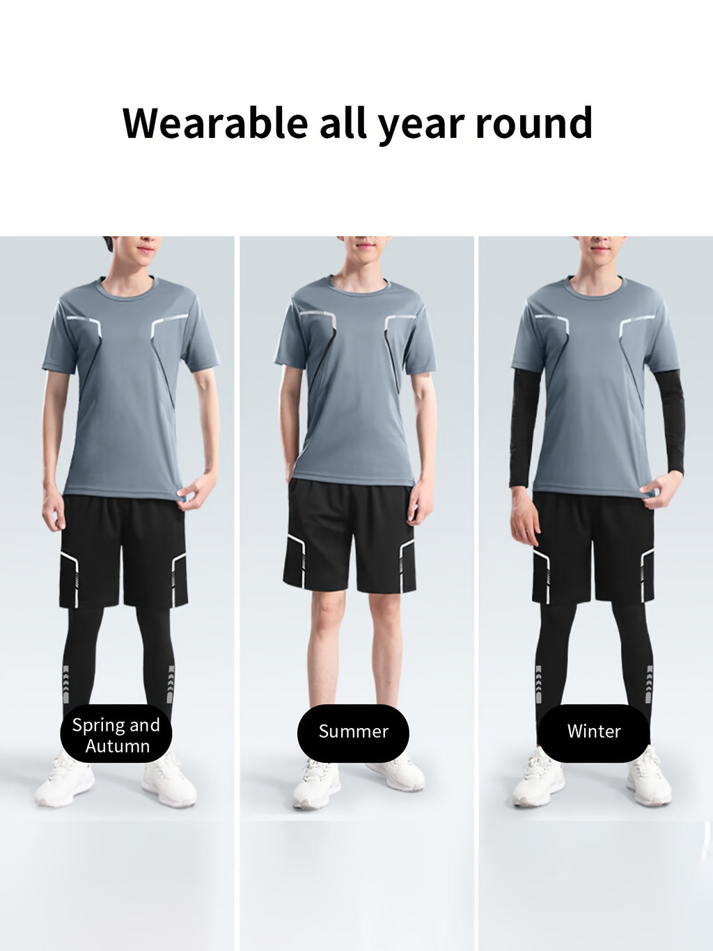 Men's Quick-Dry sportswear set - Short and Long sleeve Top & Shorts for Running &Gym