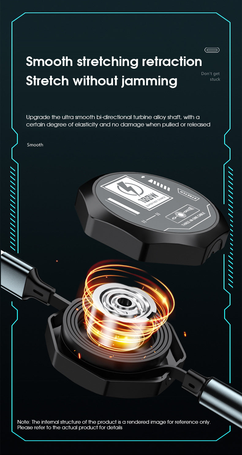 100w stretchable Fast Charging type-c Cable, multi-Functional USB Data Cord for Andriod and Tablets